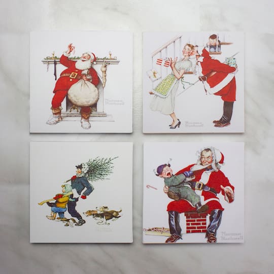 Classic Norman Rockwell Christmas Scene Canvas Prints Set, 4ct.